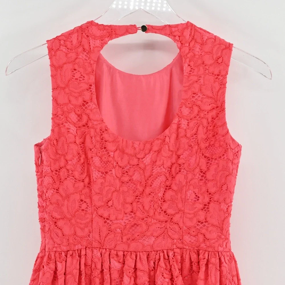 Kate Spade High Low Lace‎ Dress Size 00 Take A Walk On The Wild Side Geranium - Picture 12 of 13